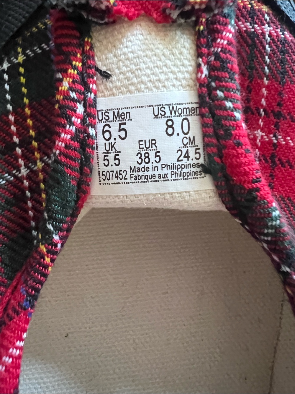Vans Style 93 Mary Jane Red Tartan Plaid Shoes NWOT *Style Retired* Size 8 - Picture 5 of 5